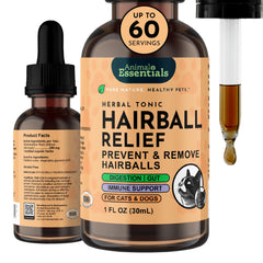Hairball Relief d’Animal Essentials, la bouteille pratique pour le dosage facile.