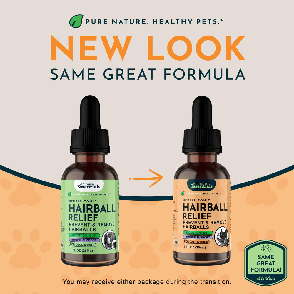 Hairball Relief d’Animal Essentials, la goutte doseuse pour une administration aisée.