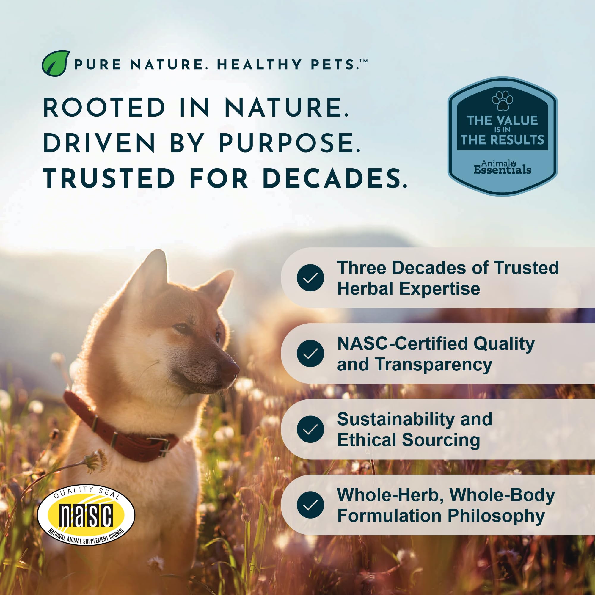 Recommandation vétérinaire: Animal Essentials soutient le bien-être animal.