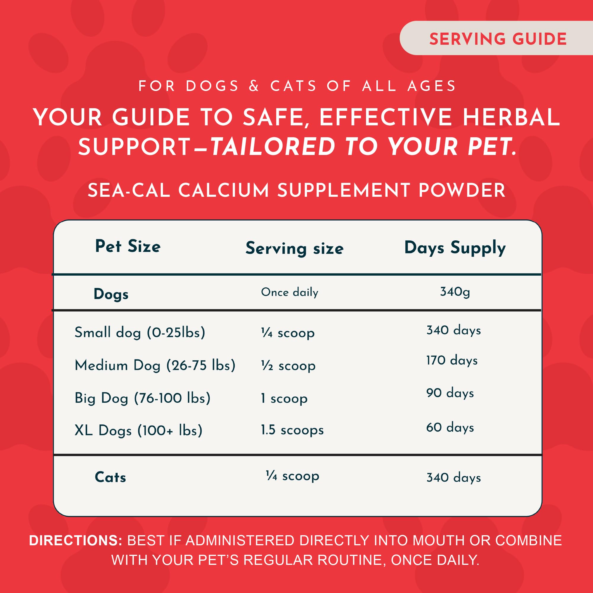 Sea-Cal Animal Essentials: ingrédients d algues islandaises naturelles pour des minéraux essentiels