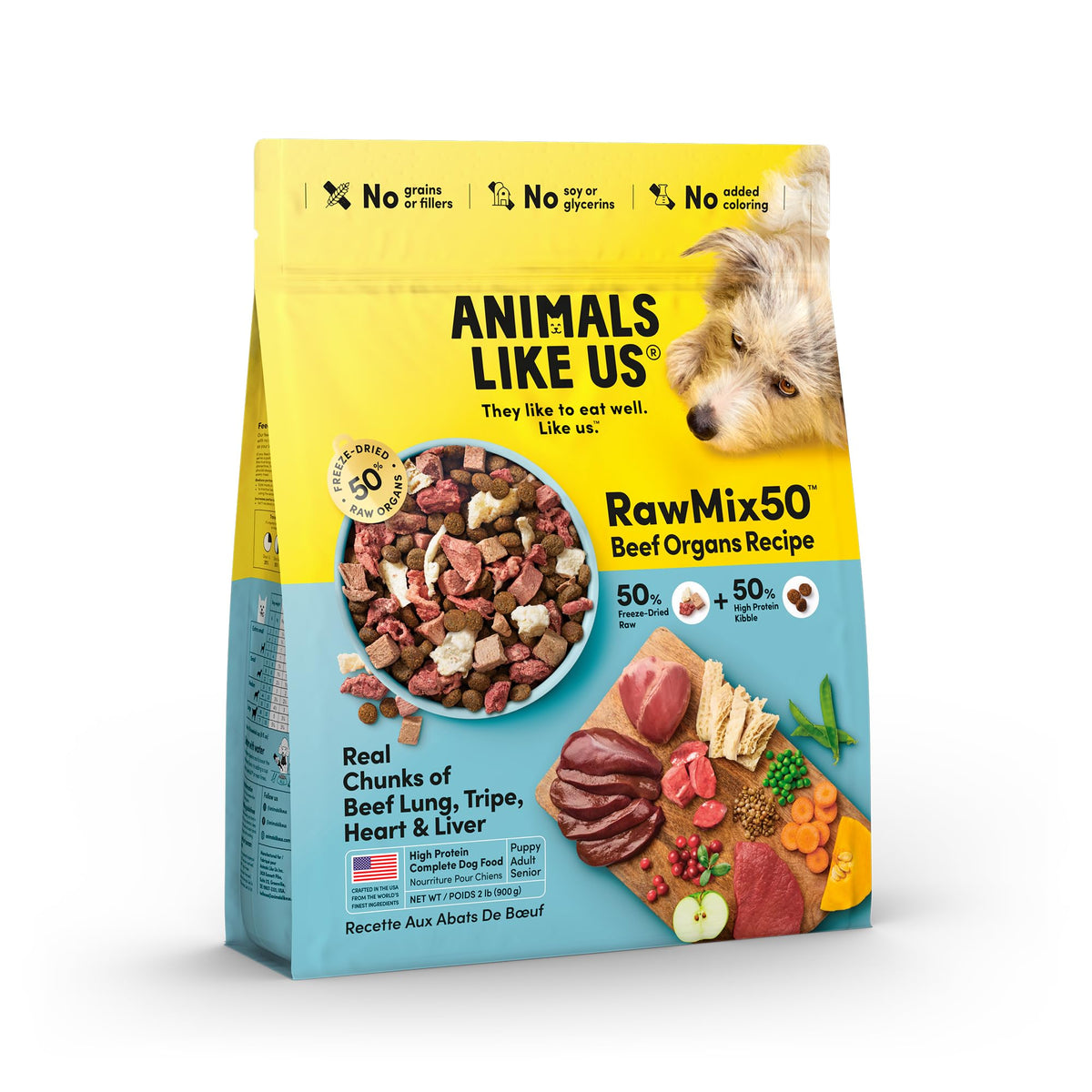 Animals Like Us RawMix50 – abats de boeuf lyophilisés, nutrition concentrée pour chiens