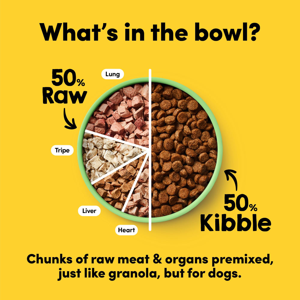 Animals Like Us RawMix50 morceaux protéines haute densité pour repas stimulant l'appétit.