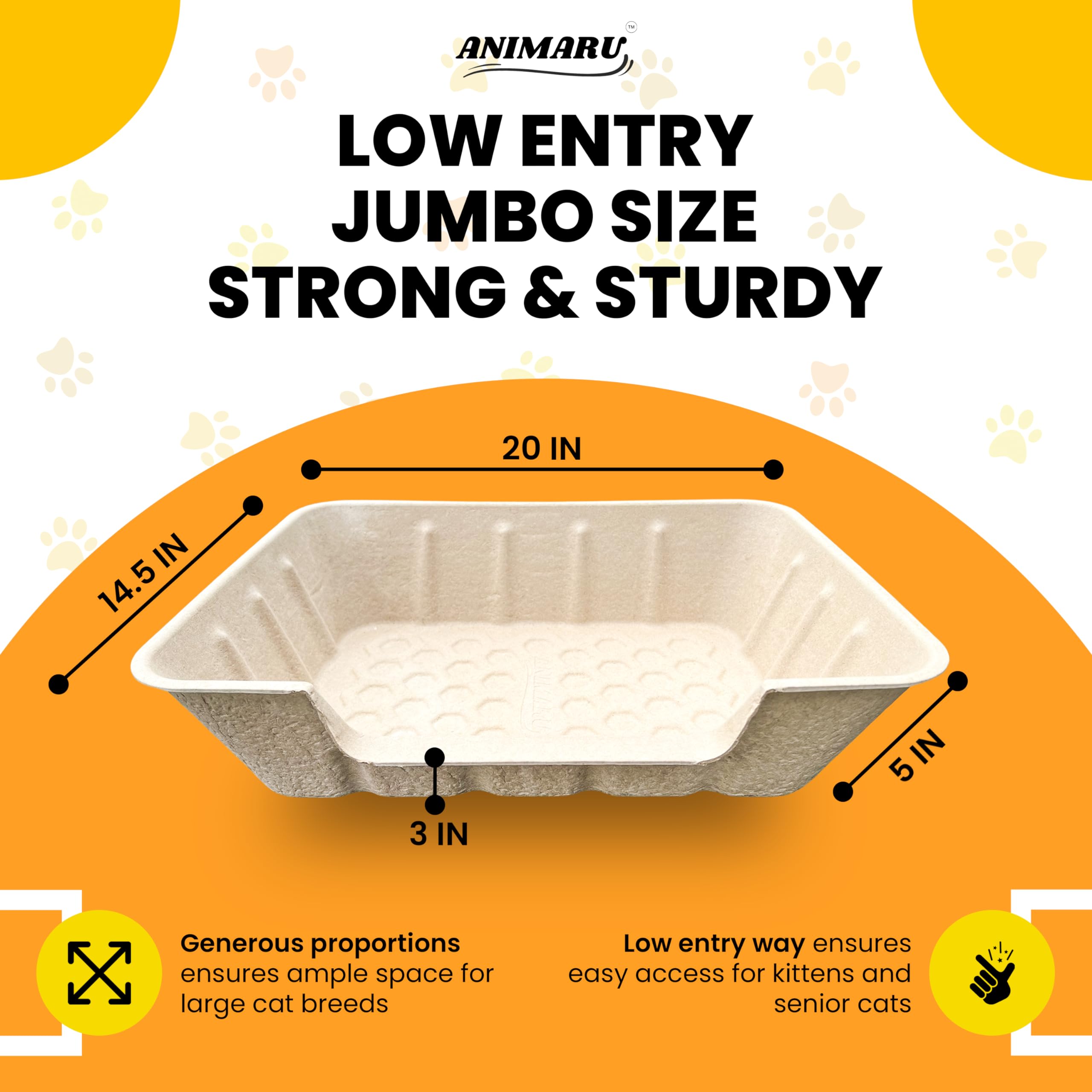 Animaru boîte litière jetable à entrée basse – idéale pour chatons et chats âgés.