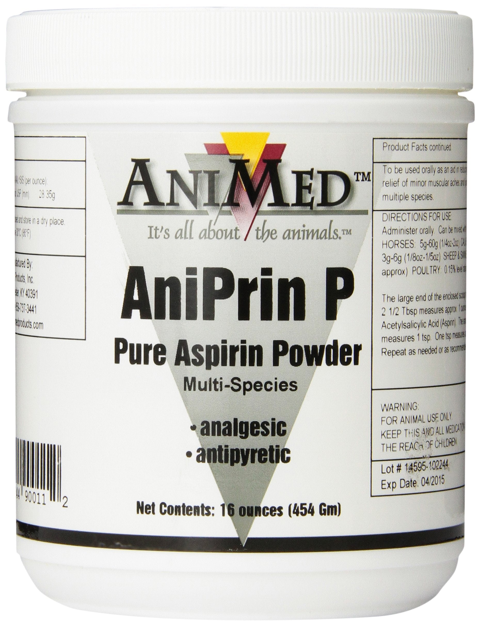 ANIMED ANIPRIN P EQ ASPIRIN 16 onces, bouteille lisible et pratique pour rangement domestique