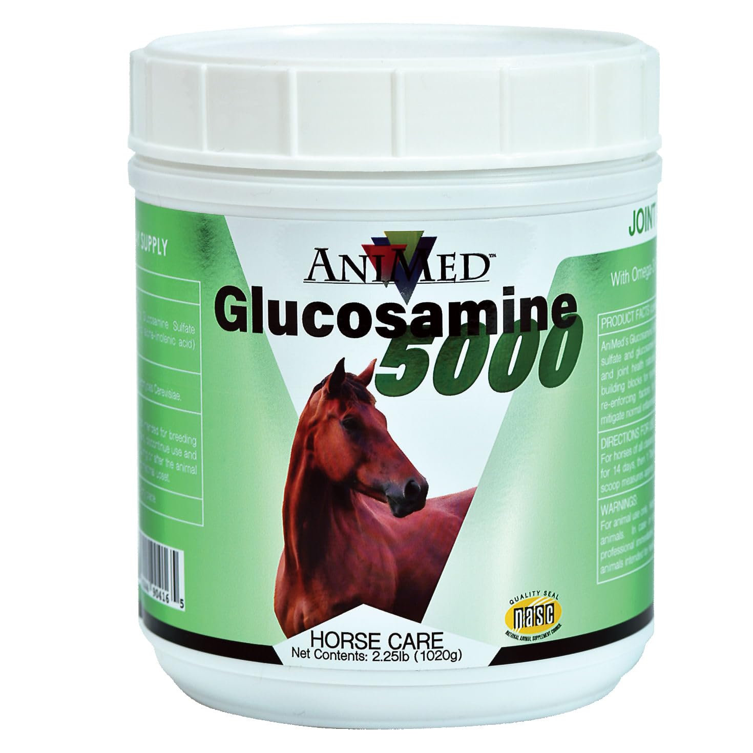 ANIMED Glucosamine 5000 poudre, paquet 2,5 lb, facile à ajouter à l’alimentation animale.