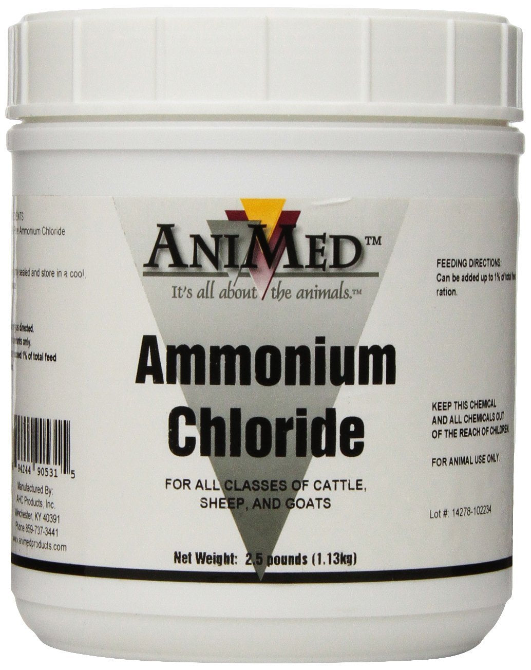 ANIMED poudre chlorure d'ammonium pour chevaux, soutien potentiel à l'hydratation et au confort urinaire.