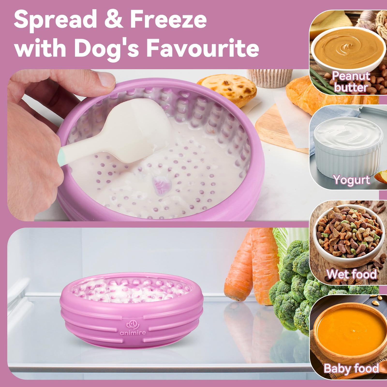 Animire bol lick silicone alimentaire sans BPA pour la sécurité quotidienne.