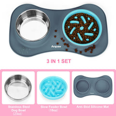 Bol en acier inox Anipaw pour eau durable et facile à nettoyer.