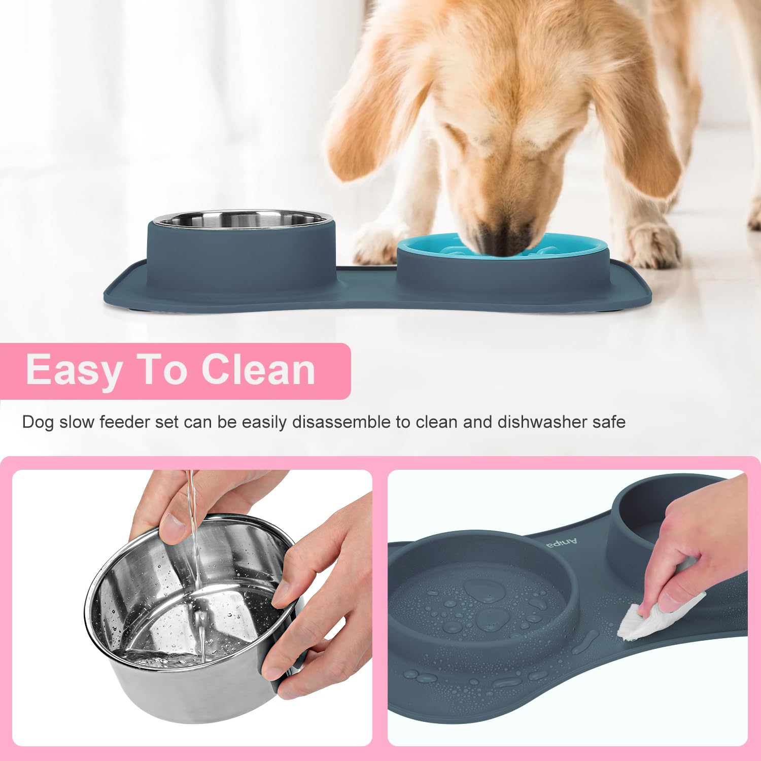 Bol plastique Anipaw ralentisseur pour repas plus longs et plus calmes.