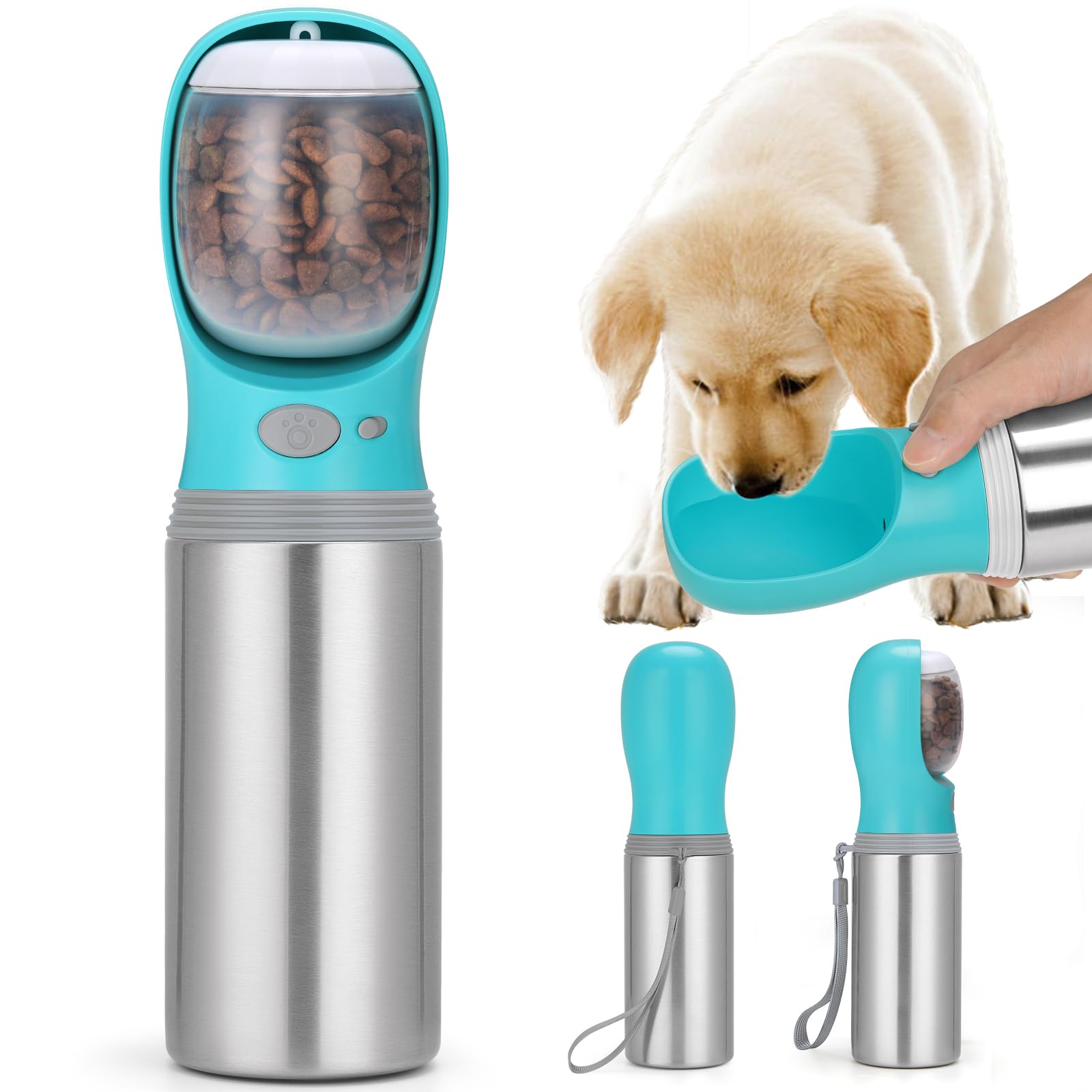Gourde Anipaw pour chien portable en acier, idéale pour promenades et voyages.