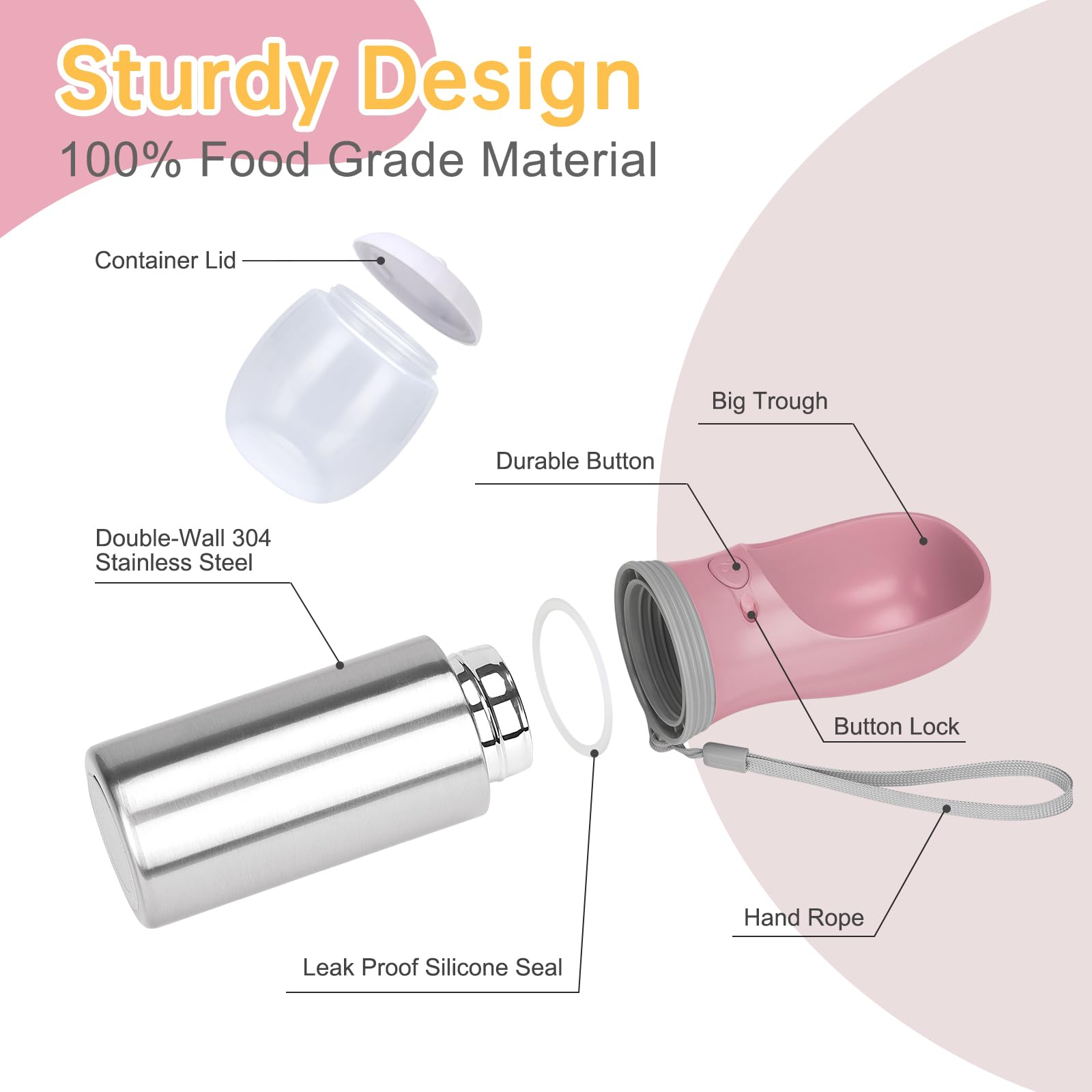 Compartiment nourriture intégré de 100 g sur la gourde Anipaw.