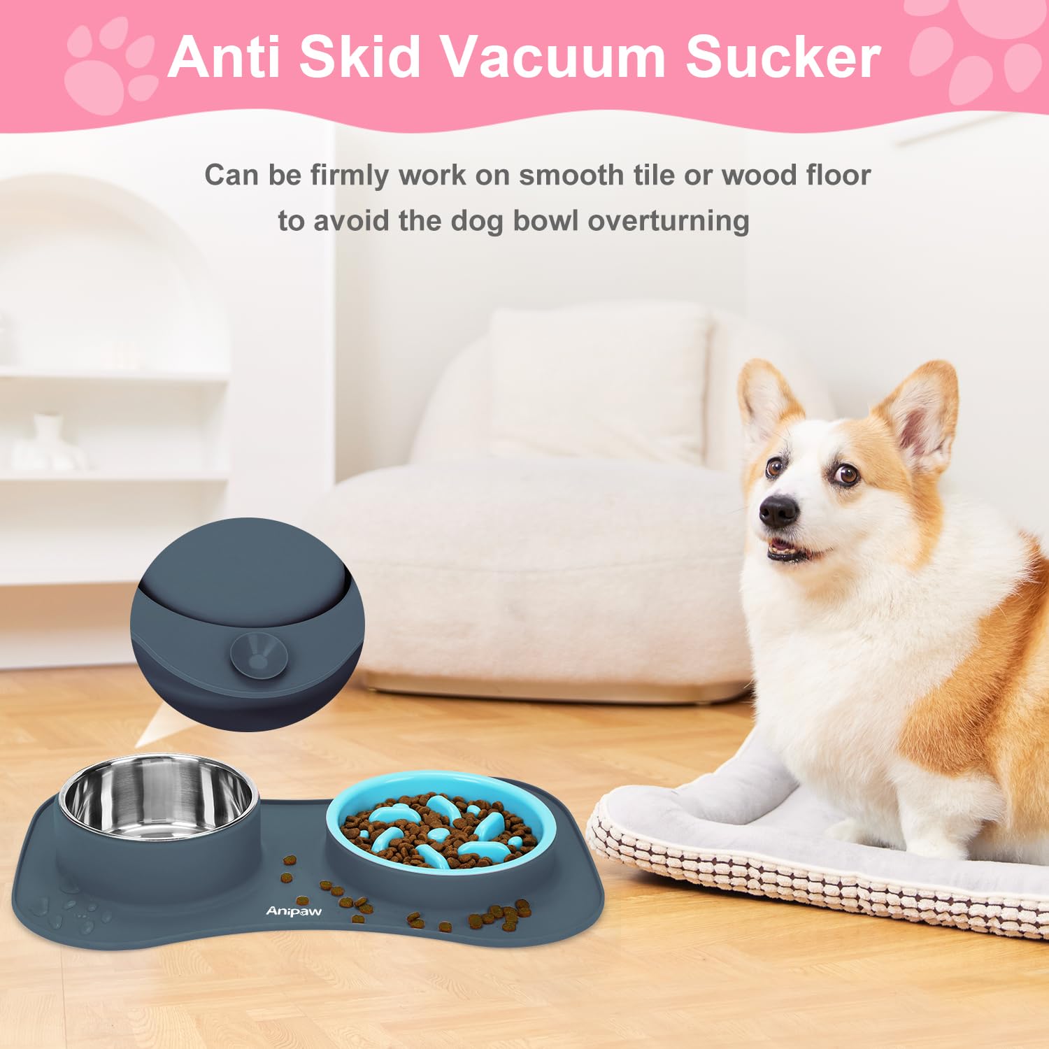 Tapis silicone anti-glisse Anipaw protège le sol et évite les débordements.