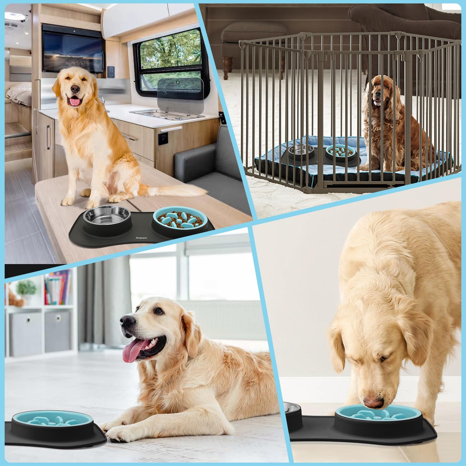 Anipaw usage tout tailles chien chat gris bleu : adaptable à toutes tailles d’animaux.