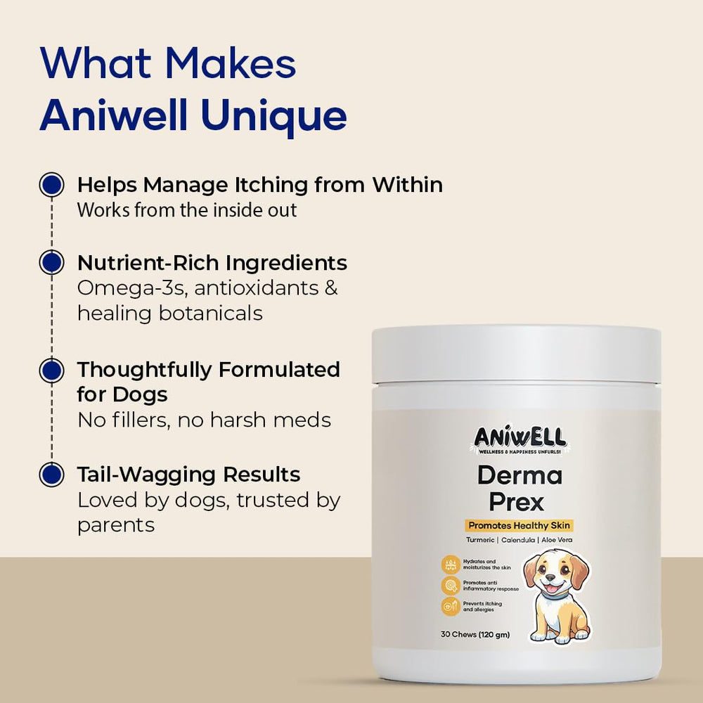Aniwell DermaPrex – bouteille, emballage élégant et facile à utiliser à domicile.