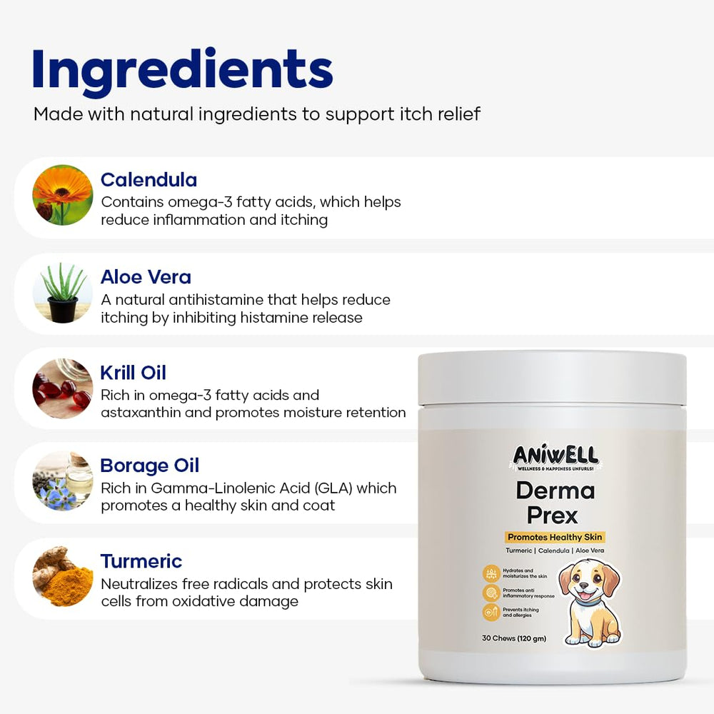 Aniwell DermaPrex – huile de krill peut soutenir la peau et hydrater.