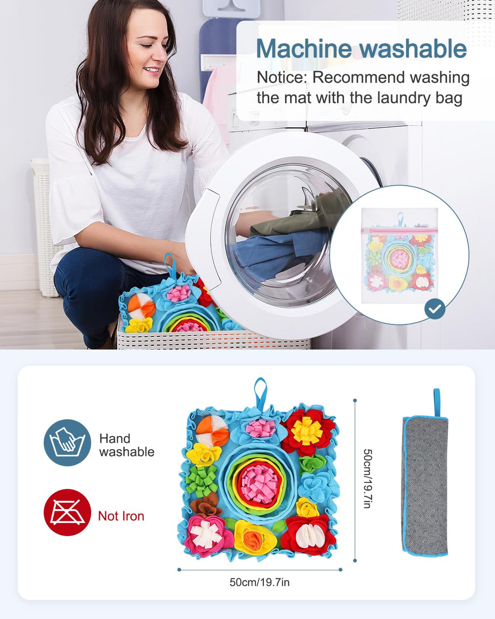 Ankilo tapis-snuffle base antidérapante assure stabilité lors des jeux.