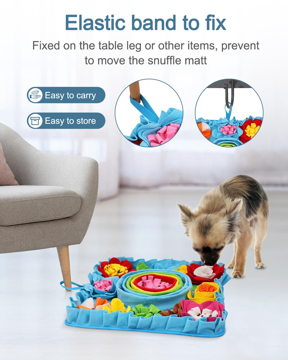 Ankilo tapis-snuffle chien nettoyage facile, lavable machine ou à la main.