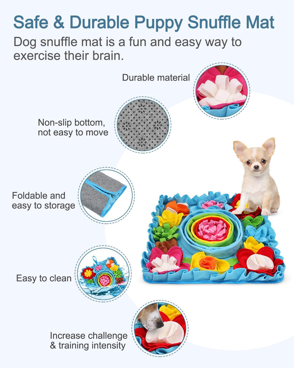 Ankilo tapis-snuffle chien zones-cachettes pour stimuler l'exploration.