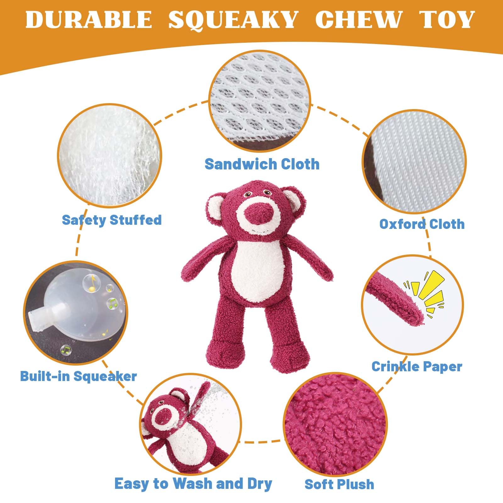 Ankinghor peluche avec sifflet intégré pour stimulation et amusement durable.
