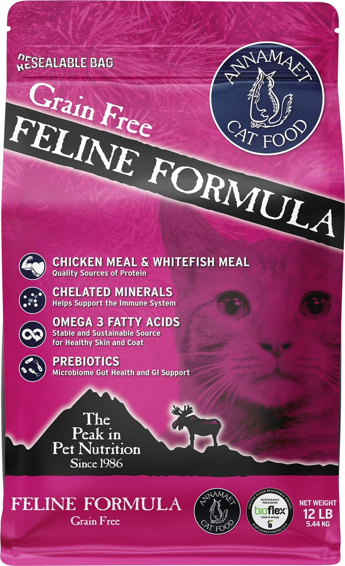 Annamaet GrainFree Feline croquettes poulet et poisson, texture croustillante et nutrition complète