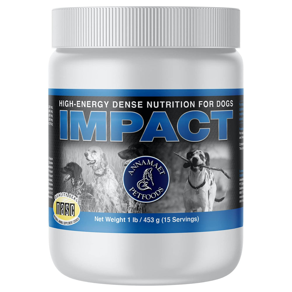 Annamaet Impact – poudre nutrition chien, soutient énergie et appétit lors des activités quotidiennes.