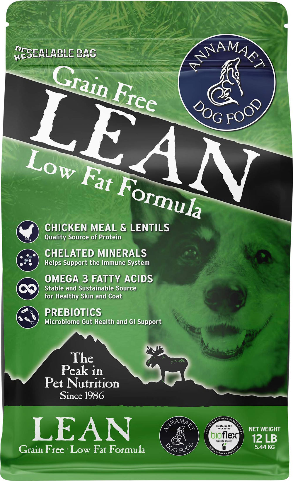 Annamaet Lean sac nourriture chien haute protéines et faible gras.