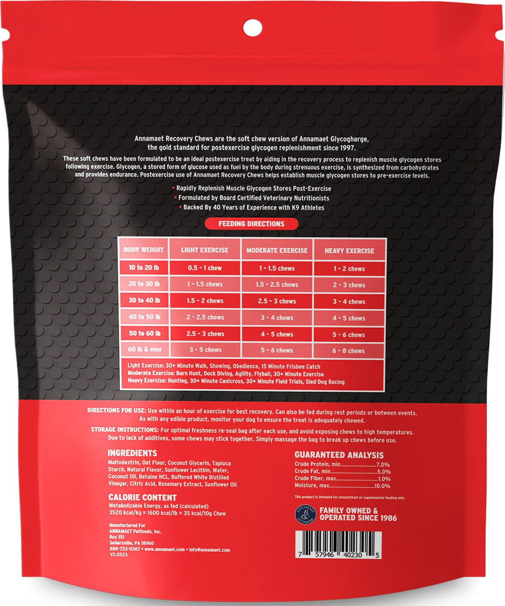 Annamaet Recovery Chews texture-mastic-tendre, douceur adaptée à la récupération.