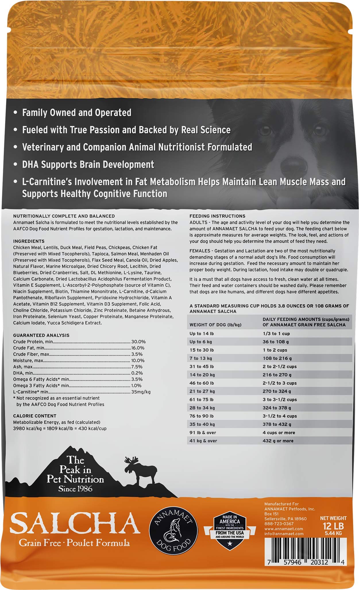 Salcha sans céréales, formulation légère et digeste pour chiens.