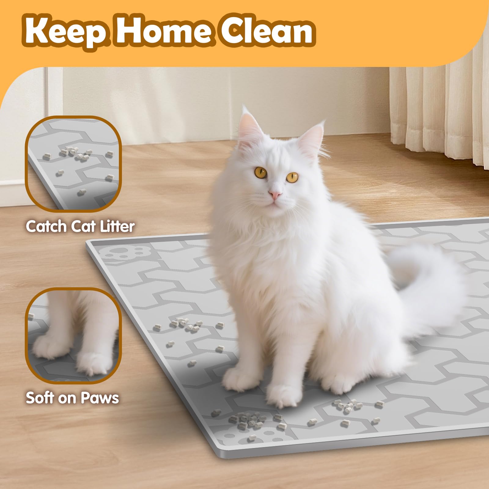 ANNIL tapis-litiere-silicone-pliable protège le sol et se range facilement.