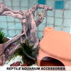 Anranmm Tronc Arbre Artificiel Terrarium Ouvertures — cachettes et passages pour animaux.