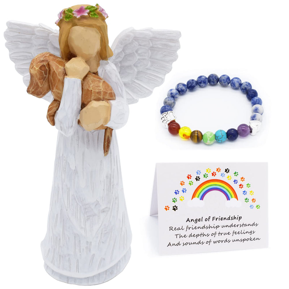Anrkets figurine ange deuil chien: hommage réconfortant pour chien perdu