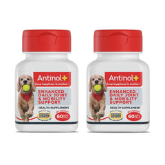 Antinol Plus, bouteille et étiquette, soutien potentiel à la mobilité canine.