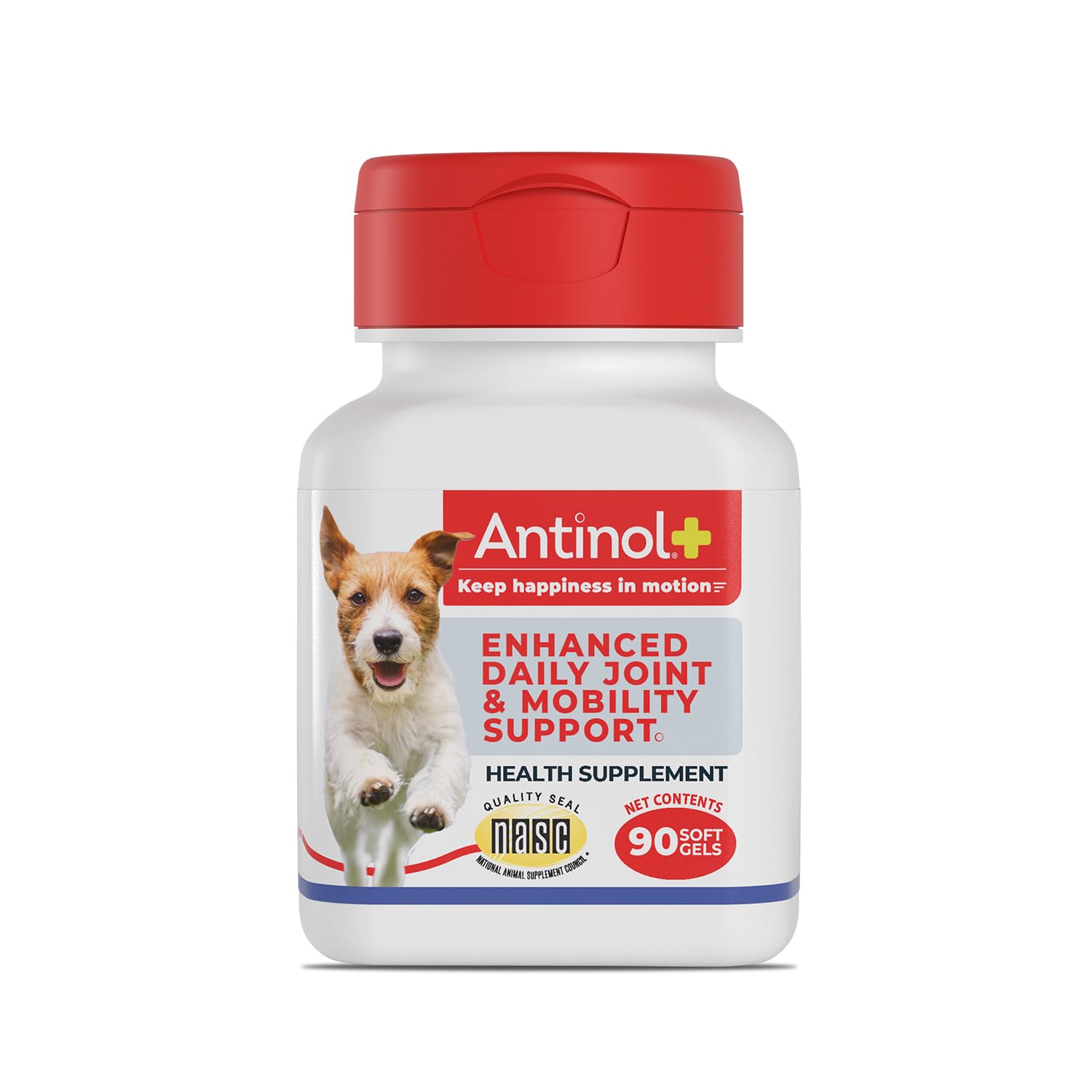Antinol Plus – bouteille de gelules molles prête à soutenir la mobilité du chien.