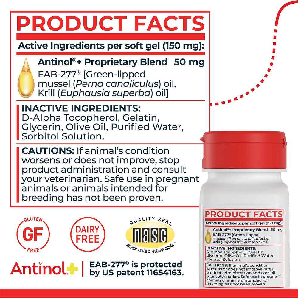 Antinol Plus, tableau dosage, aide à planifier le régime pour chiens.