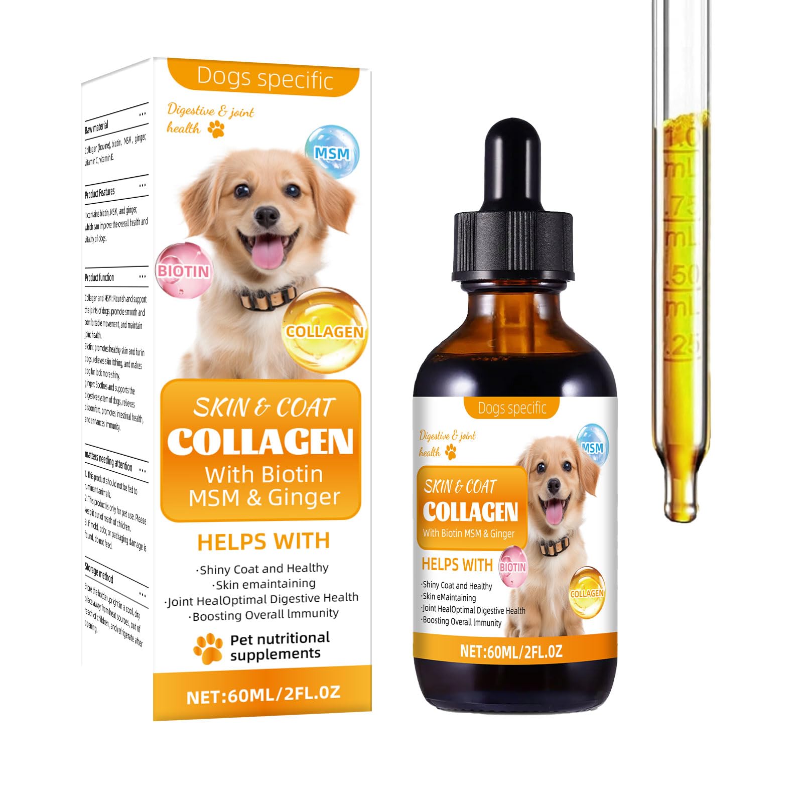 ANTIVP collagène liquide chien flacon visible soutien peau et poil brillant