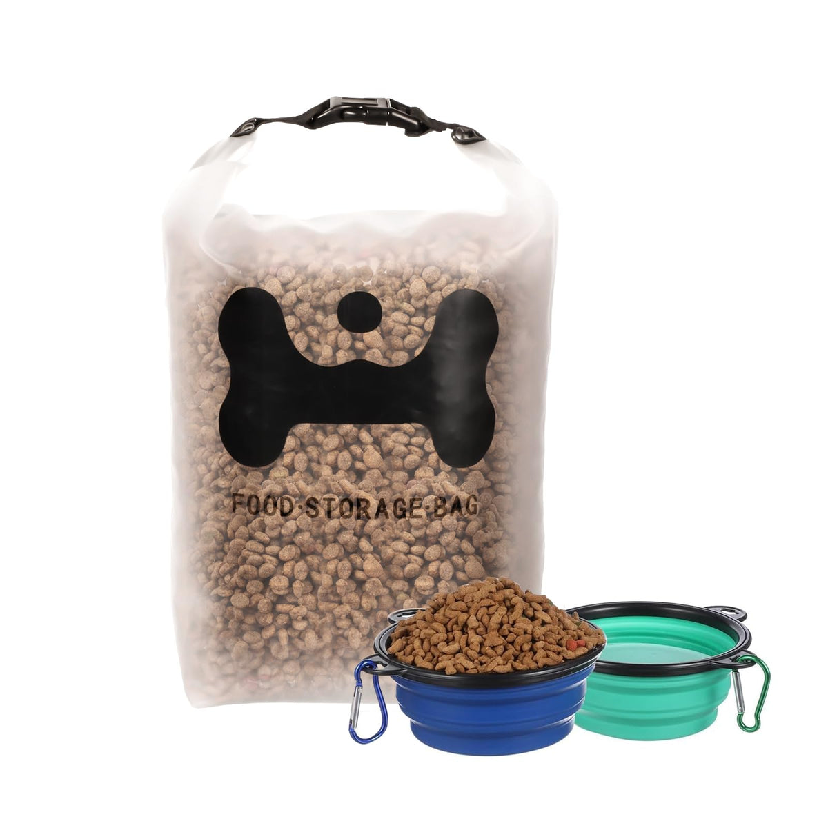 ANVS sac alimentaire chien en silicone, capacité 40 tasses, pratique pour voyage et camping
