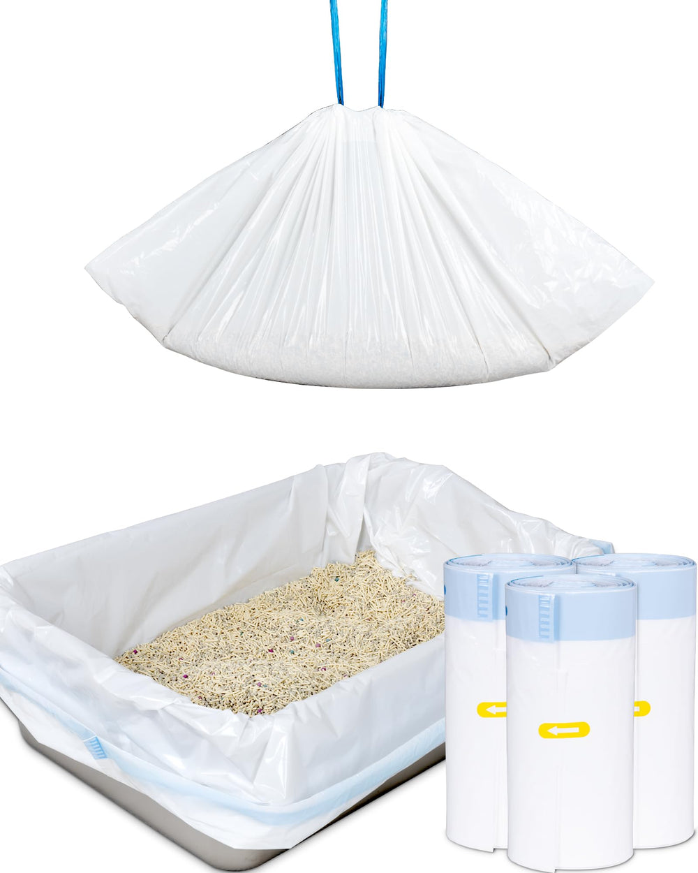 ANWA sacs pour bac à litière 36 po x 18 po, ouverture pratique pour un remplacement rapide.