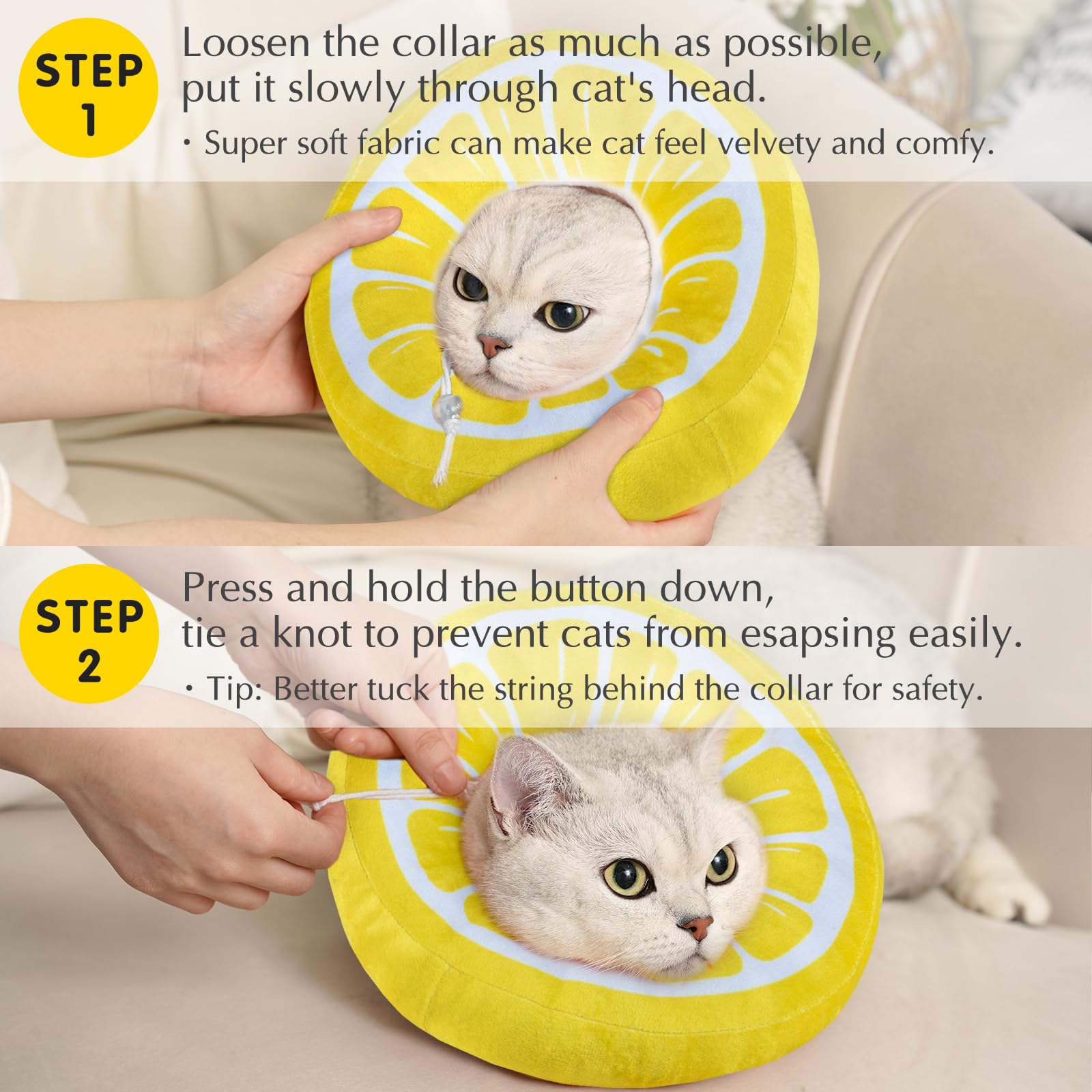 ANWA collier-cone chat doux, réglable pour toutes tailles et morphologies.