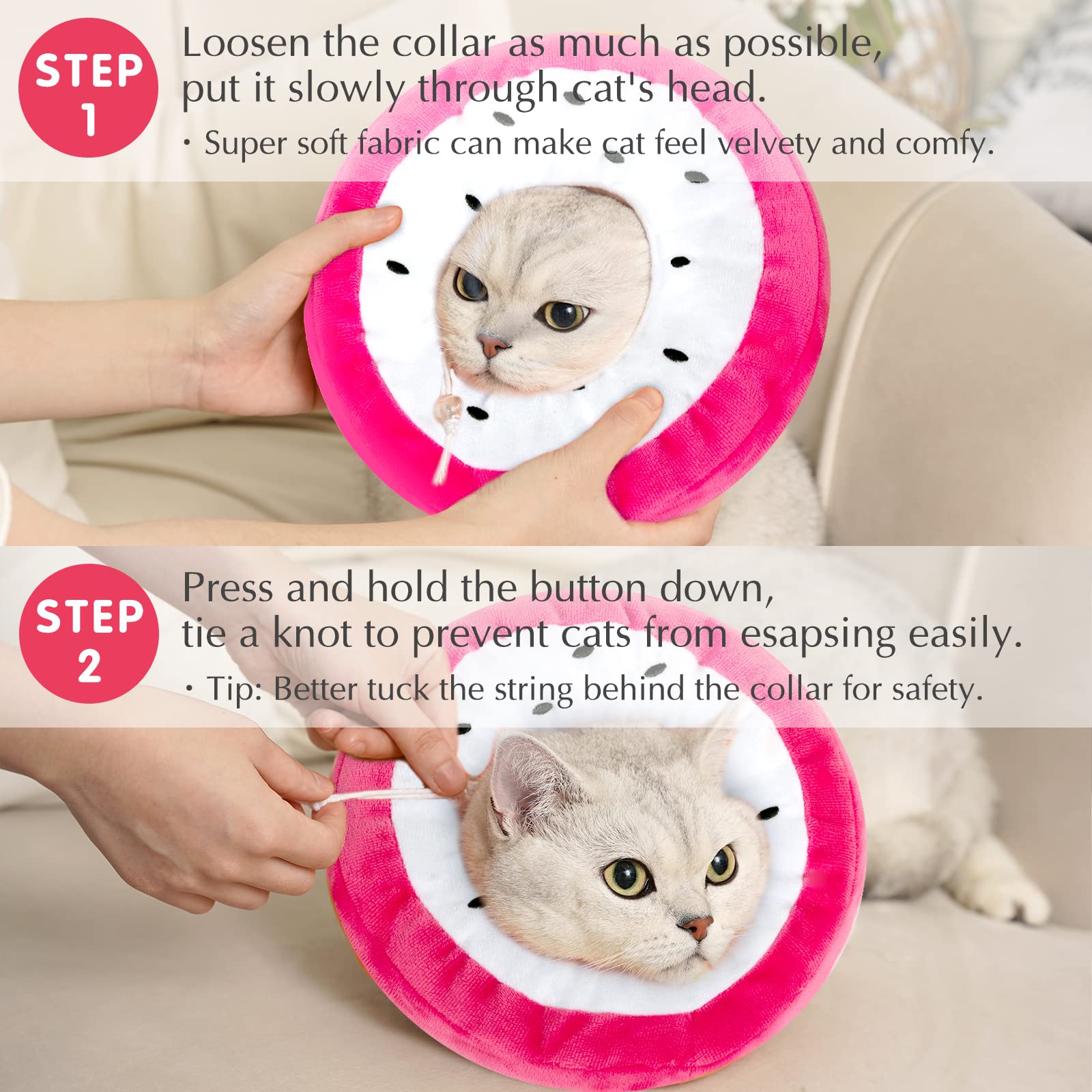 ANWA collier conique chat doux ajustable – taille M, convient aux chats moyens et confort.