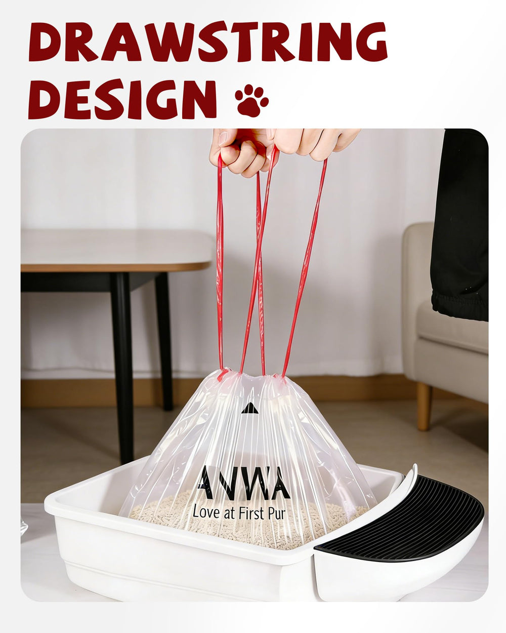 ANWA sacs litière robot compatibles boîtes automatiques, installation sans souci.