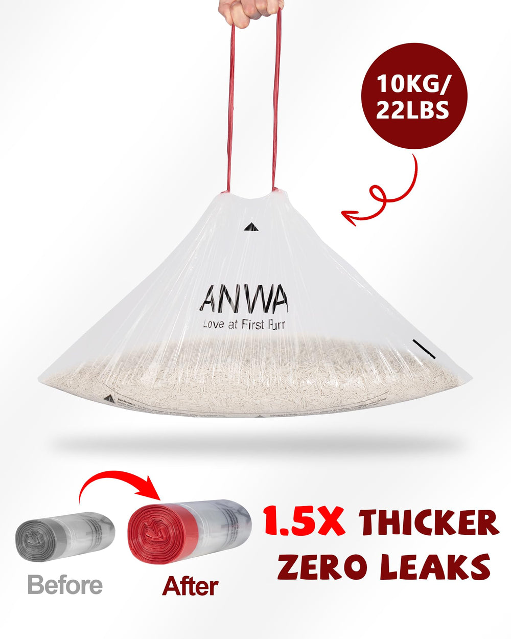 ANWA sacs litière robot taillés pour diverses tailles de boîtes automatiques.