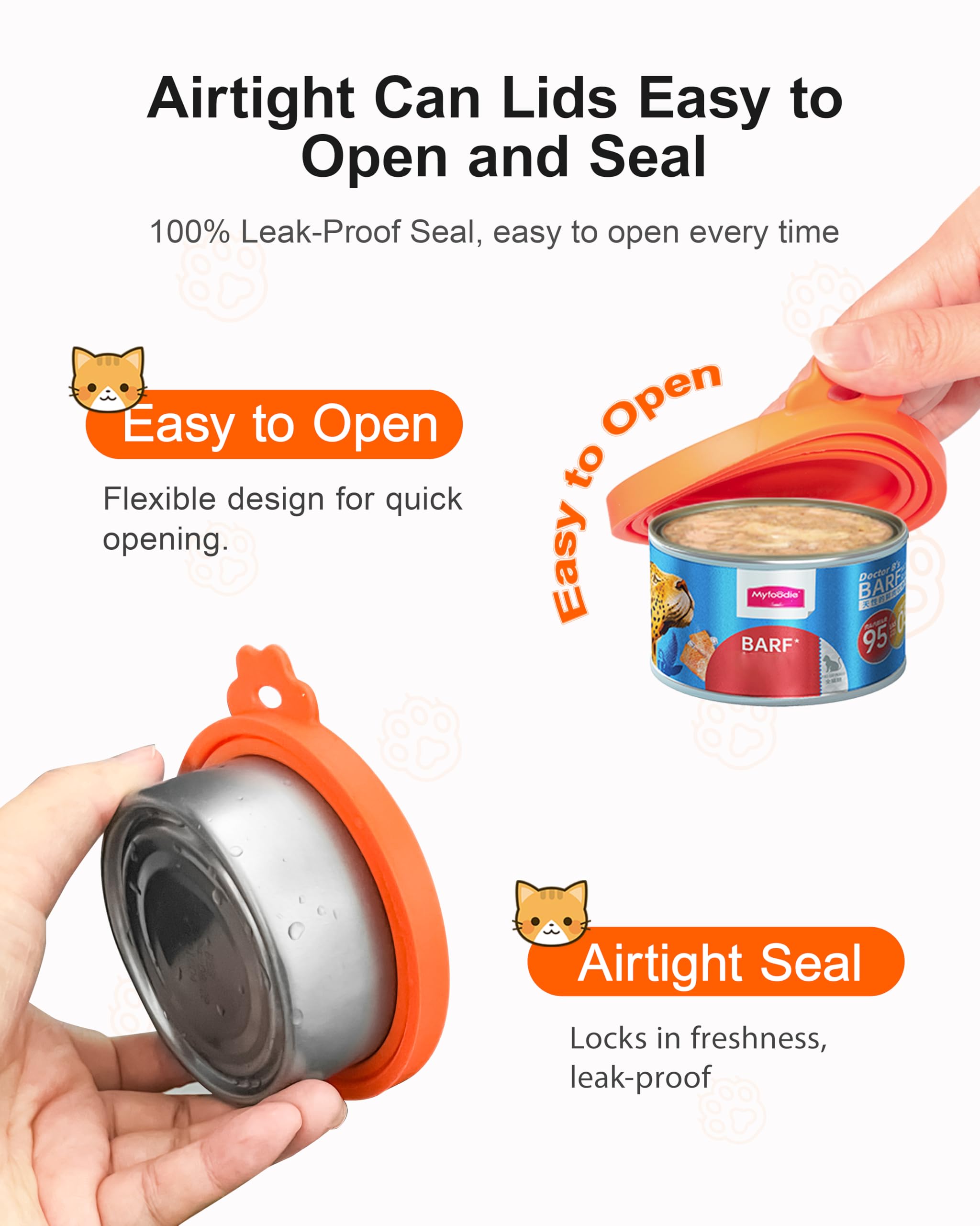 Anyongora: couvercles adaptables montrés sur tailles 3 oz à 13,2 oz.