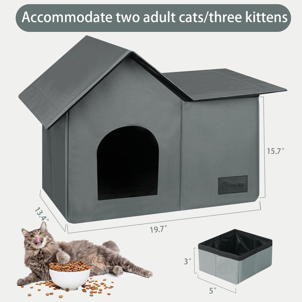 Abri chat pliable Anysiny avec bol et mat doux amovible.
