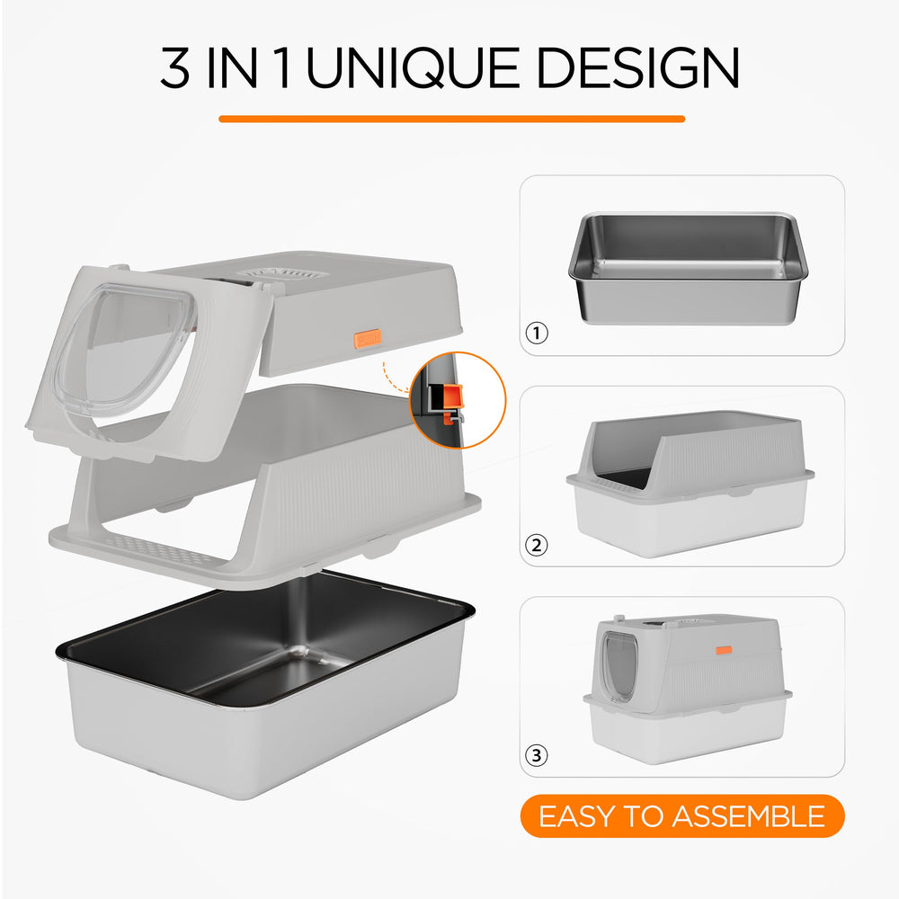 Anywish litière design détachable en trois parties pour entretien