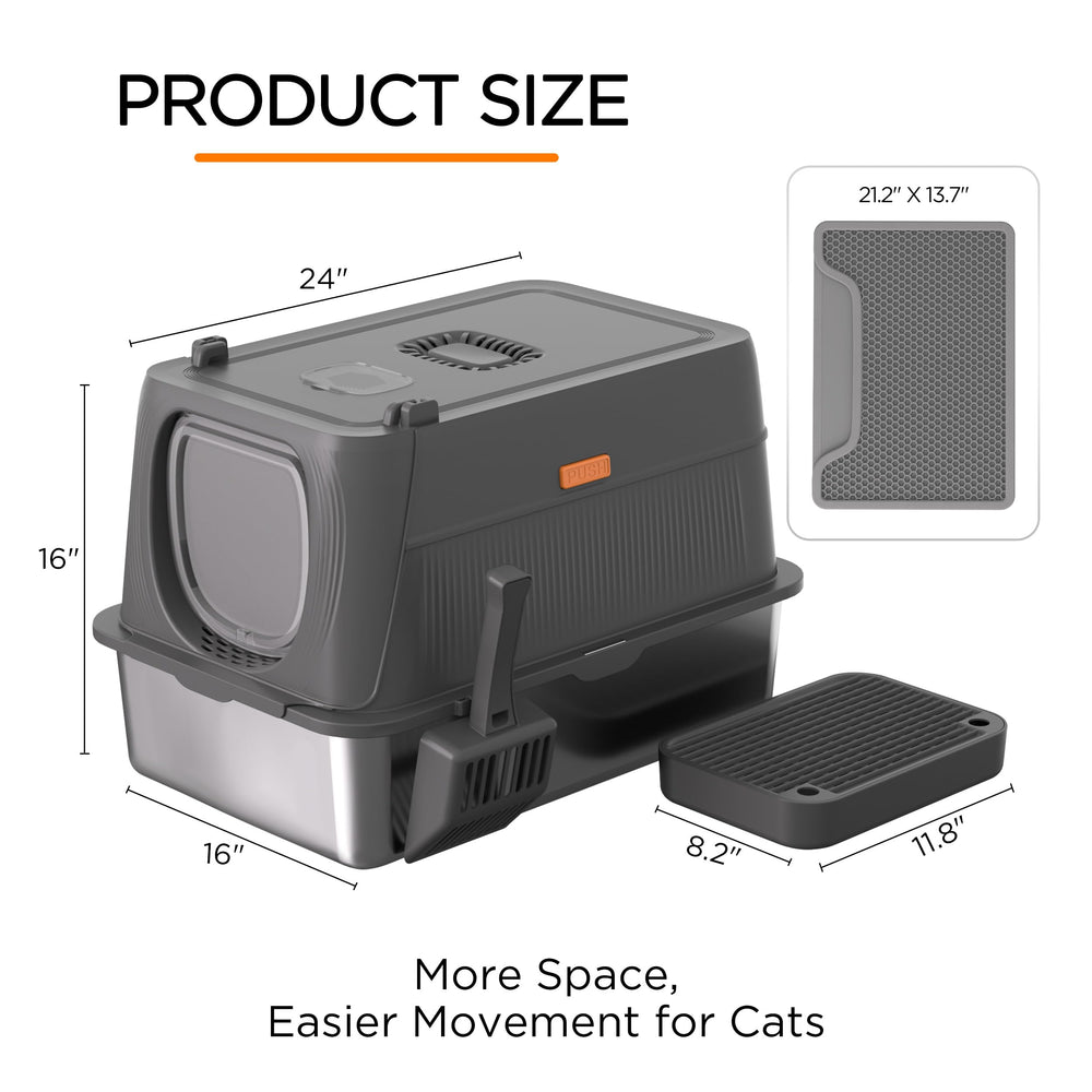 Anywish grande litière pour chats, adaptée aux grands félins et usage quotidien.