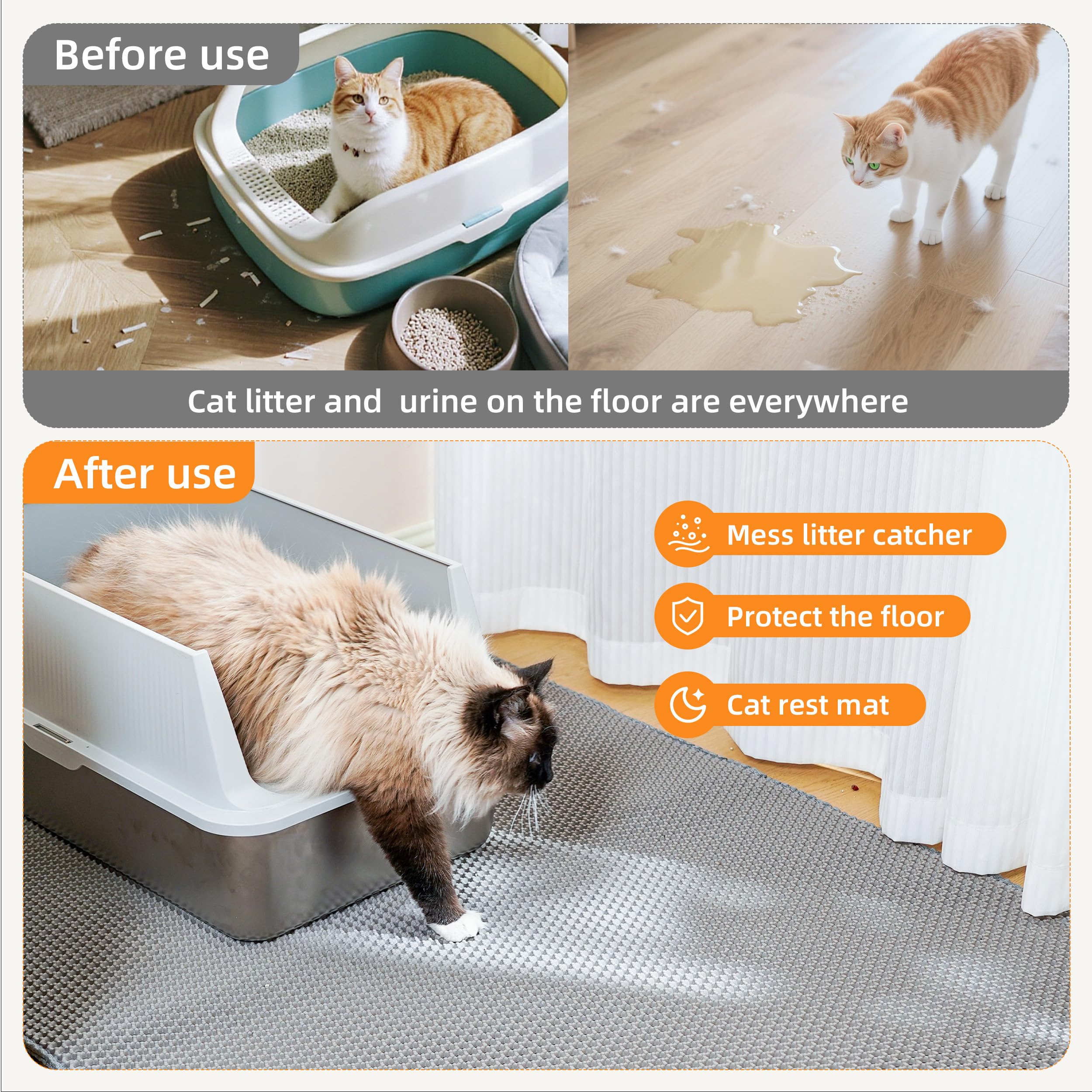 Anywish tapis-litiere bord-ouverture-facile facilite le nettoyage en un seul geste.