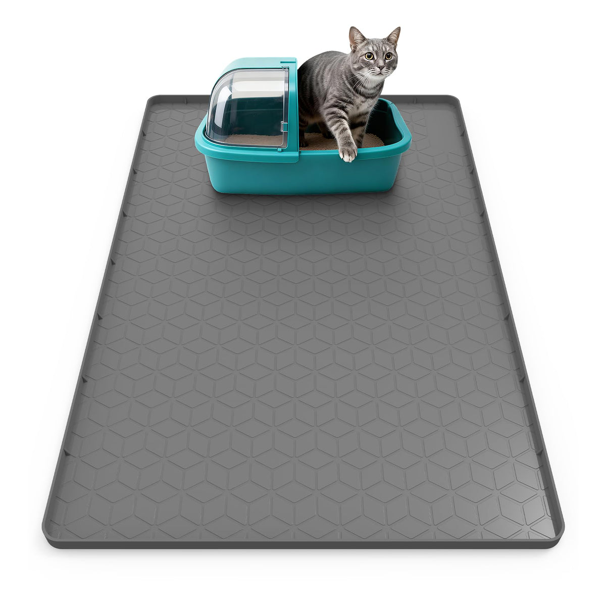 Anzfy Tapis 34x22 en silicone pour chat — grande couverture qui retient les grains.