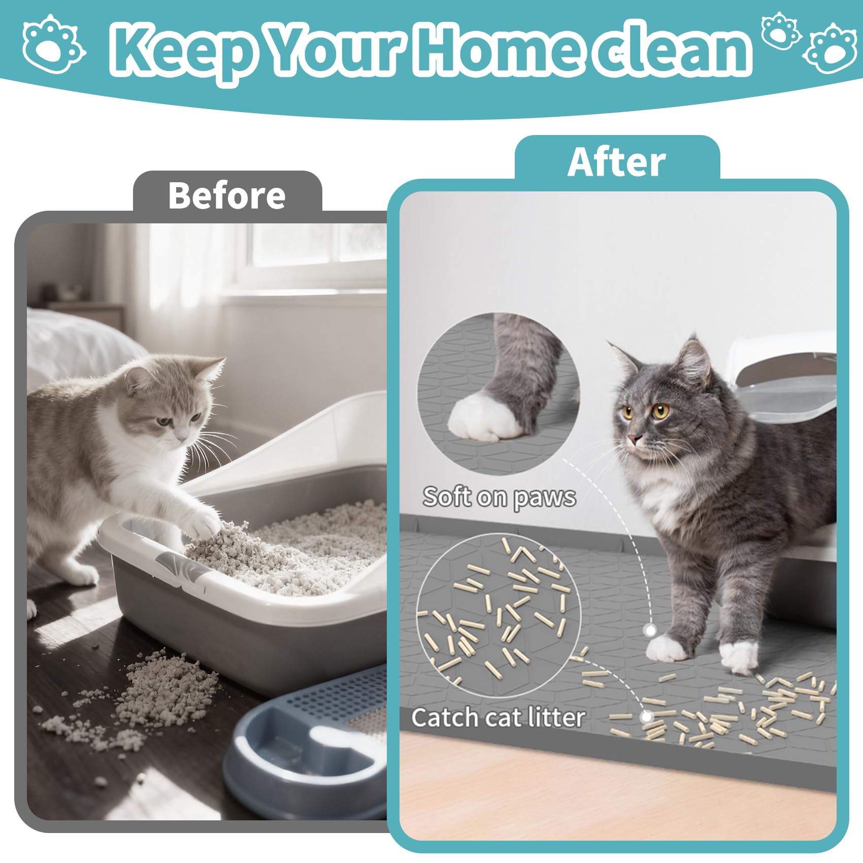 Anzfy Tapis anti-dispersion gris — limite les traces autour du bac.