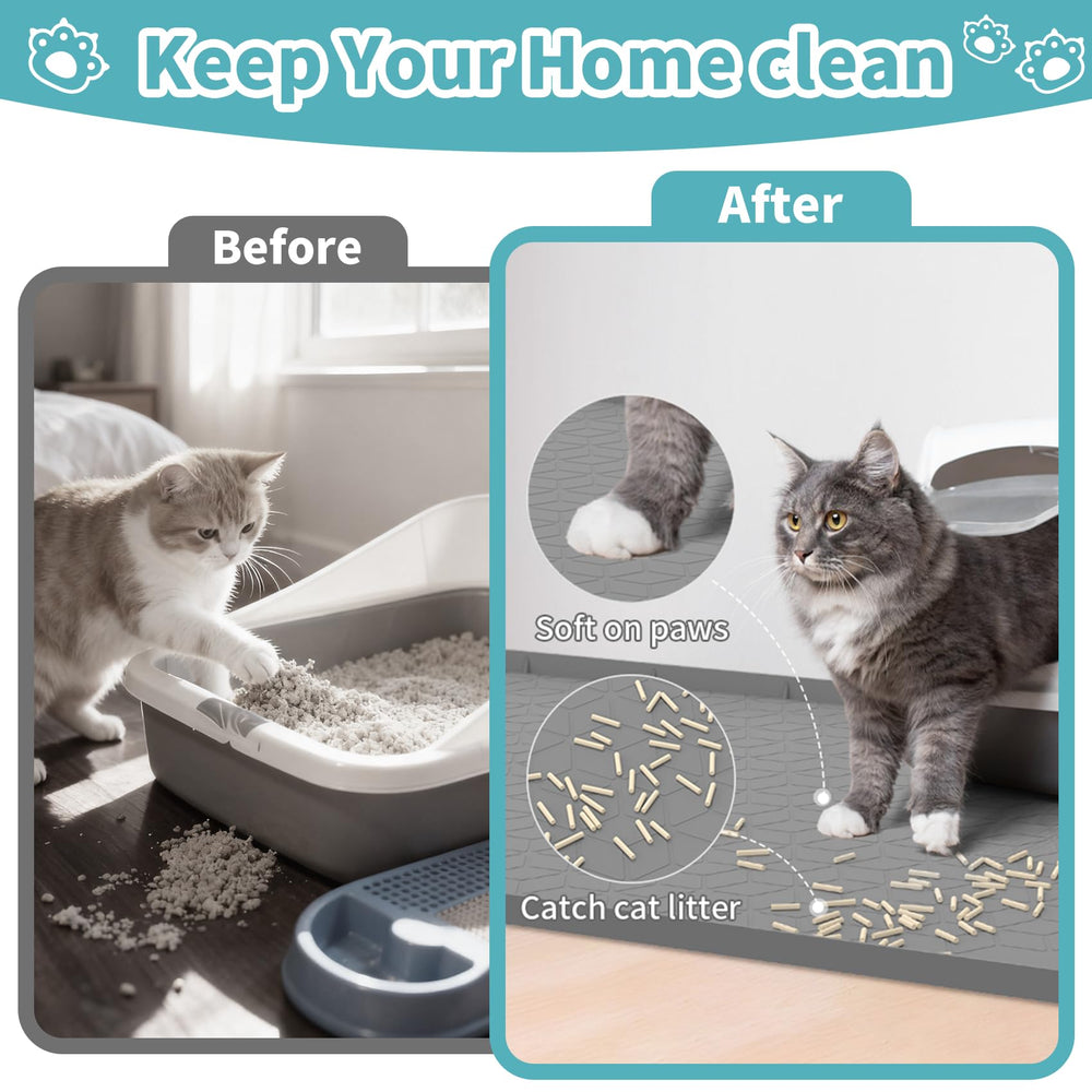 Anzfy Tapis anti-dispersion gris — limite les traces autour du bac.
