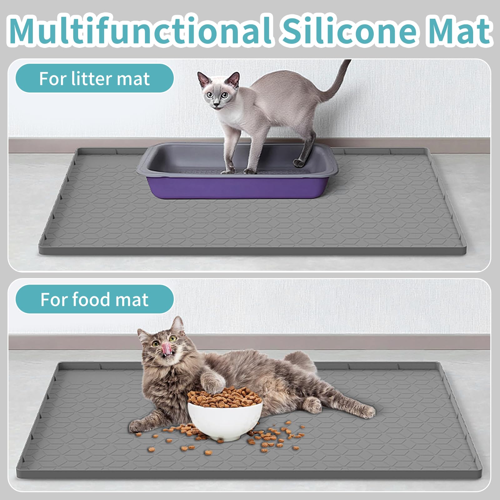Anzfy Tapis design gris — pratique pour les foyers multi-chats.